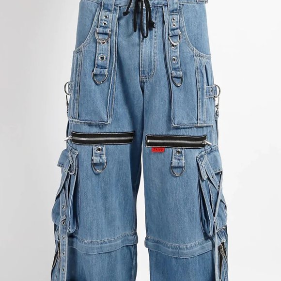 Tripp NYC Denim X Strap Pants [Light Blue] - Picture 1 of 8